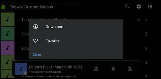 △ 屏幕截图：Android Automotive OS 媒体中心中媒体项目的命令按钮。